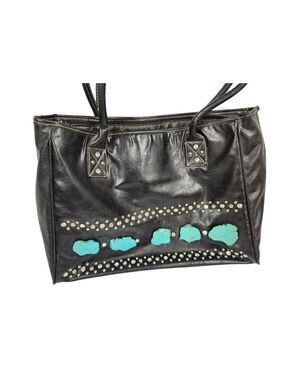 Country Road Black Faux Leather Shoulder Tote Cowgirl Western BoHo With  Faux Tu